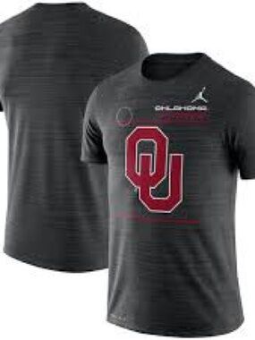 Jordan woman’s Heather Gray Tee with Crimson OU Logo